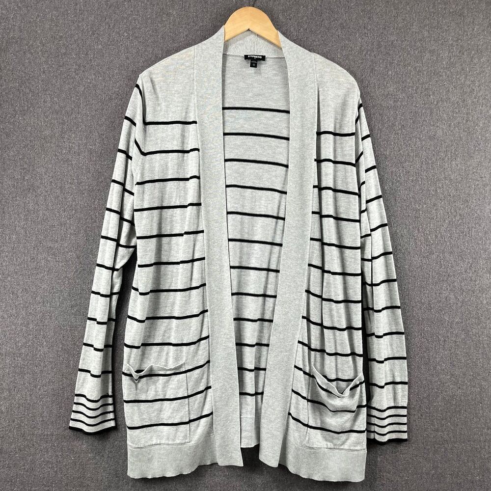 Express Cotton Blend Open Front Cardigan Lightweight Layering Pocket XL